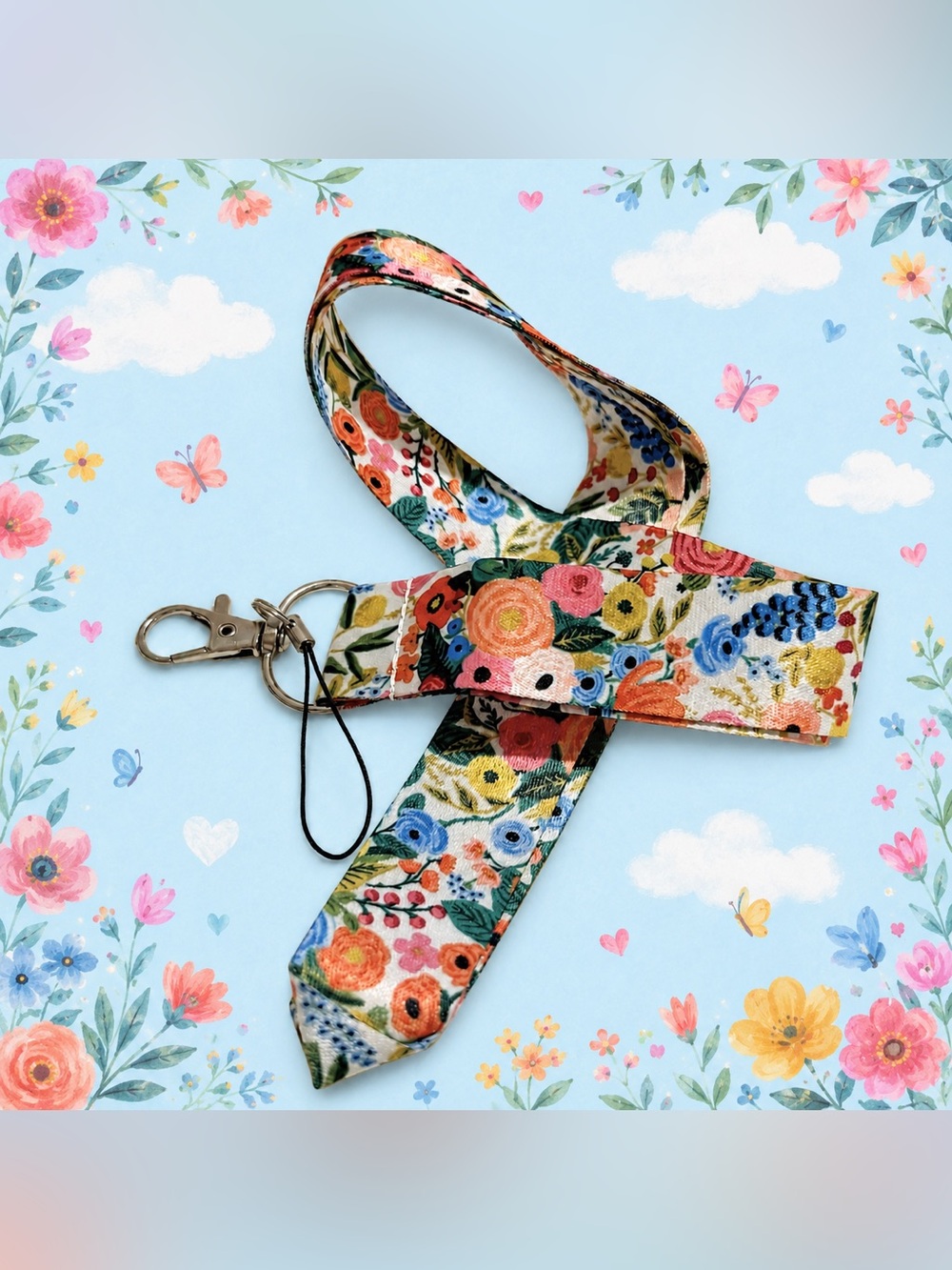30”  🆕 Garden Floral Lanyard 🌸 Cute ID & Key Holder